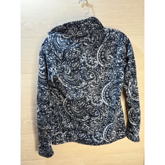 Eddie Bauer Womens XS Blue‎ & White Paisley Fleece Pullover Half-Zip Jacket With - Picture 7 of 10
